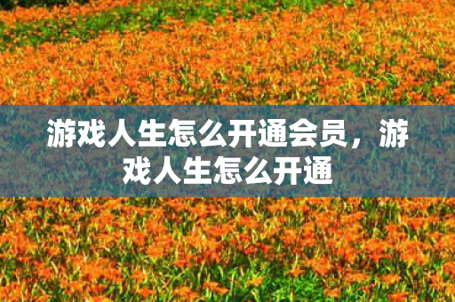 游戏人生怎么开通会员,游戏人生怎么开通 游戏人生怎么开通会员,游戏人生怎么开通