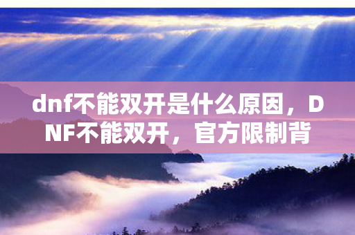 dnf不能双开是什么原因，DNF不能双开，官方限制背后的考量与玩家应对策略