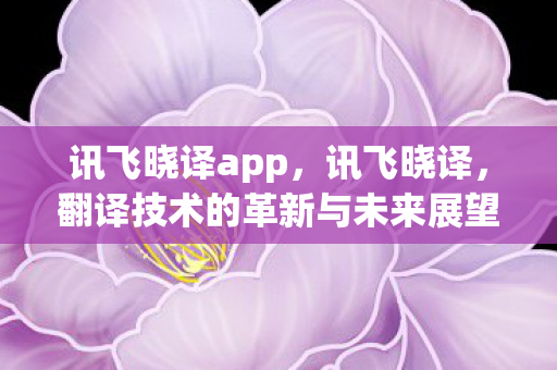 讯飞晓译app,讯飞晓译,翻译技术的革新与未来展望 讯飞晓译app,讯飞晓译,翻译技术的革新与未来展望