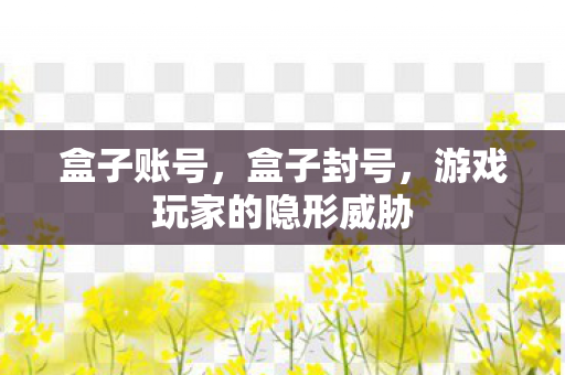 盒子账号,盒子封号,游戏玩家的隐形威胁 盒子账号,盒子封号,游戏玩家的隐形威胁