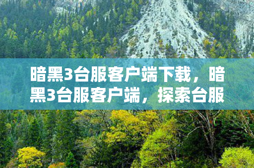 暗黑3台服客户端下载，暗黑3台服客户端，探索台服独特魅力与游戏体验