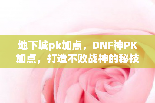 地下城pk加点,DNF神PK加点,打造不败战神的秘技 地下城pk加点,DNF神PK加点,打造不败战神的秘技