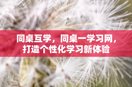 同桌互学，同桌一学习网，打造个性化学习新体验