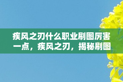 疾风之刃什么职业刷图厉害一点,疾风之刃,揭秘刷图效率最高的职业 疾风之刃什么职业刷图厉害一点,疾风之刃,揭秘刷图效率最高的职业