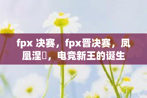 fpx 决赛，fpx晋决赛，凤凰涅槃，电竞新王的诞生