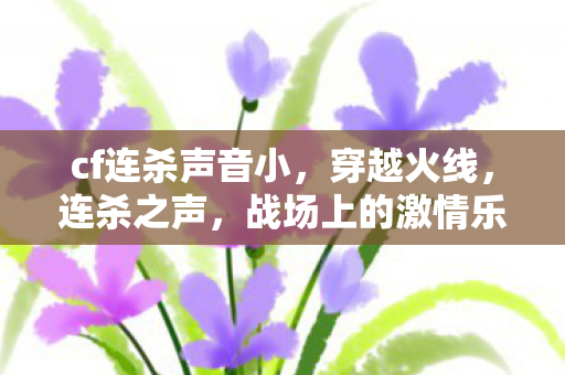 cf连杀声音小，穿越火线，连杀之声，战场上的激情乐章