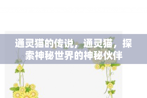 通灵猫的传说,通灵猫,探索神秘世界的神秘伙伴 通灵猫的传说,通灵猫,探索神秘世界的神秘伙伴
