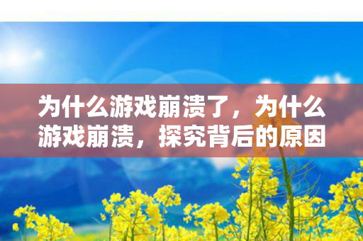 为什么游戏崩溃了,为什么游戏崩溃,探究背后的原因与解决方案 为什么游戏崩溃了,为什么游戏崩溃,探究背后的原因与解决方案