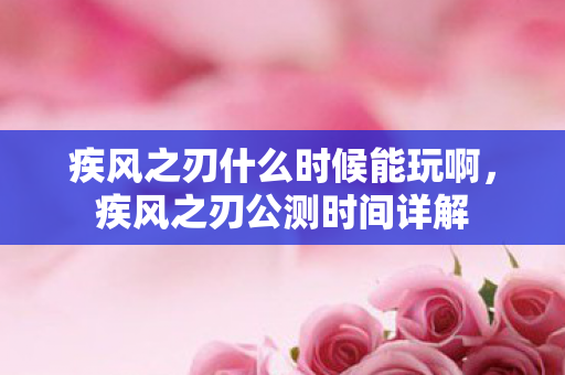 疾风之刃什么时候能玩啊,疾风之刃公测时间详解 疾风之刃什么时候能玩啊,疾风之刃公测时间详解