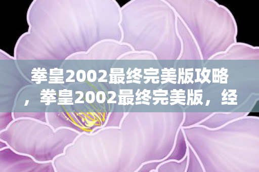 拳皇2002最终完美版攻略,拳皇2002最终完美版,经典再现,情怀与技术的双重盛宴 拳皇2002最终完美版攻略,拳皇2002最终完美版,经典再现,情怀与技术的双重盛宴