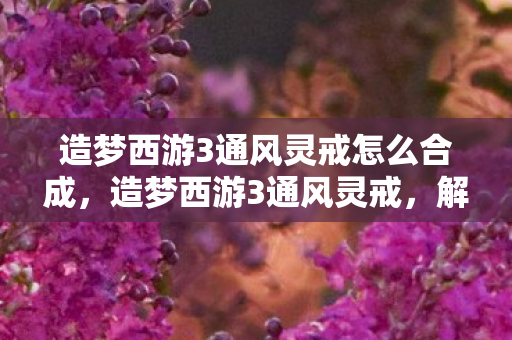 造梦西游3通风灵戒怎么合成,造梦西游3通风灵戒,解锁神秘力量的必备神器 造梦西游3通风灵戒怎么合成,造梦西游3通风灵戒,解锁神秘力量的必备神器
