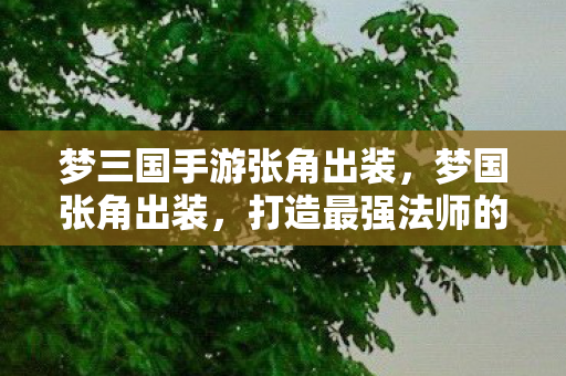 梦三国手游张角出装,梦国张角出装,打造最强法师的必备攻略 梦三国手游张角出装,梦国张角出装,打造最强法师的必备攻略