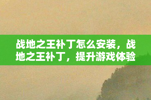 战地之王补丁怎么安装,战地之王补丁,提升游戏体验的必备利器 战地之王补丁怎么安装,战地之王补丁,提升游戏体验的必备利器