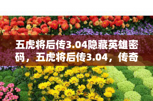 五虎将后传3.04隐藏英雄密码,五虎将后传3.04,传奇续章,英雄再临 五虎将后传3.04隐藏英雄密码,五虎将后传3.04,传奇续章,英雄再临