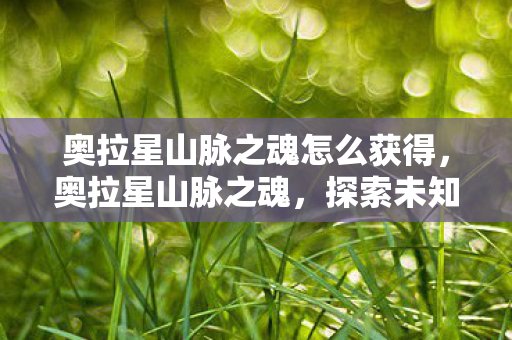 奥拉星山脉之魂怎么获得,奥拉星山脉之魂,探索未知世界的奇妙之旅 奥拉星山脉之魂怎么获得,奥拉星山脉之魂,探索未知世界的奇妙之旅