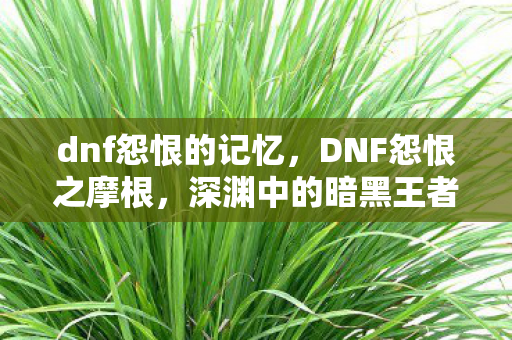 dnf怨恨的记忆，DNF怨恨之摩根，深渊中的暗黑王者