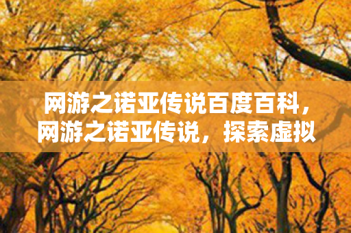 网游之诺亚传说百度百科图片