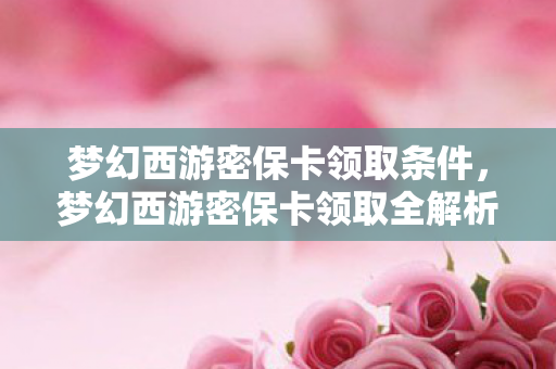梦幻西游密保卡领取全解析图片