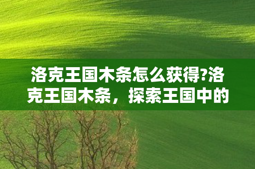 洛克王国木条怎么获得?洛克王国木条,探索王国中的奇妙工艺 洛克王国木条怎么获得?洛克王国木条,探索王国中的奇妙工艺