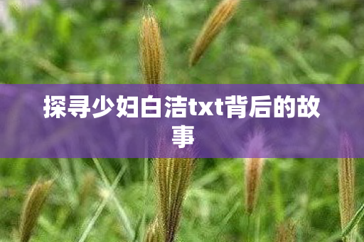 探寻少妇白洁txt背后的故事 探寻少妇白洁txt背后的故事