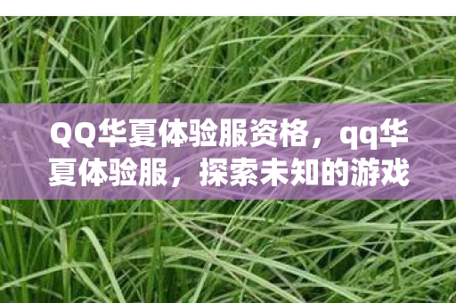 QQ华夏体验服资格,qq华夏体验服,探索未知的游戏世界 QQ华夏体验服资格,qq华夏体验服,探索未知的游戏世界