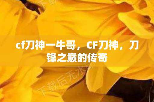 cf刀神一牛哥，CF刀神，刀锋之巅的传奇