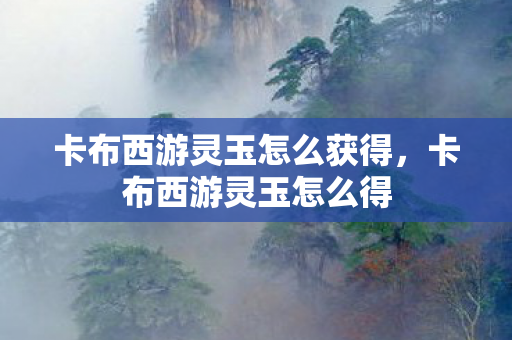 卡布西游灵玉怎么获得图片
