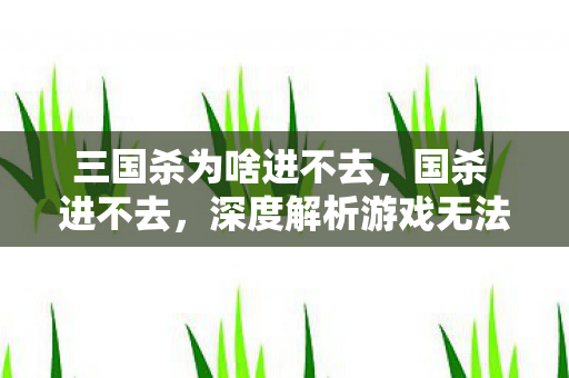 深度解析游戏无法登录的多种原因及解决方案图片