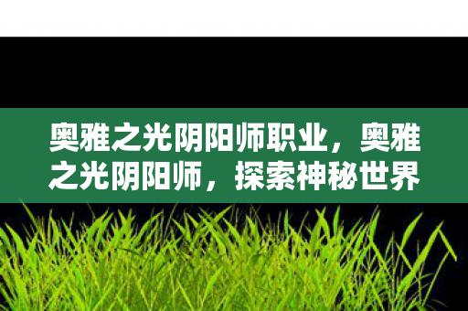 奥雅之光阴阳师职业,奥雅之光阴阳师,探索神秘世界的奇幻之旅 奥雅之光阴阳师职业,奥雅之光阴阳师,探索神秘世界的奇幻之旅