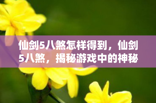 仙剑5八煞怎样得到,仙剑5八煞,揭秘游戏中的神秘势力 仙剑5八煞怎样得到,仙剑5八煞,揭秘游戏中的神秘势力