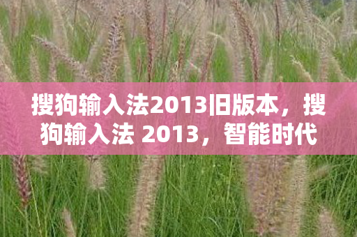 搜狗输入法2013旧版本,搜狗输入法 2013,智能时代的打字革命 搜狗输入法2013旧版本,搜狗输入法 2013,智能时代的打字革命