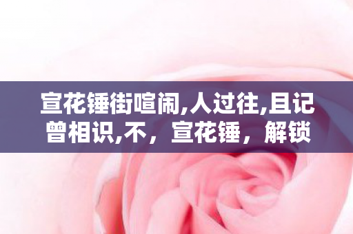 宣花锤街喧闹,人过往,且记曾相识,不，宣花锤，解锁游戏世界的神秘力量