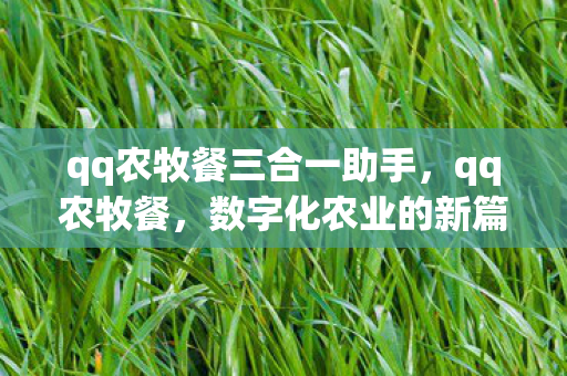 qq农牧餐三合一助手,qq农牧餐,数字化农业的新篇章 qq农牧餐三合一助手,qq农牧餐,数字化农业的新篇章