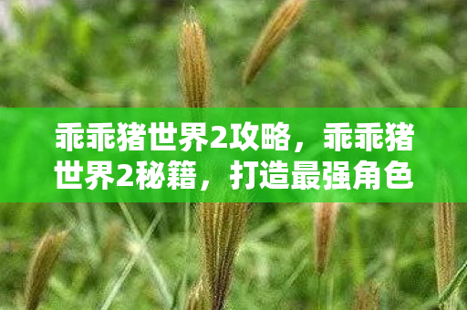 乖乖猪世界2攻略，乖乖猪世界2秘籍，打造最强角色的秘密武器