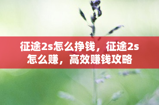 征途2s怎么挣钱，征途2s怎么赚，高效赚钱攻略