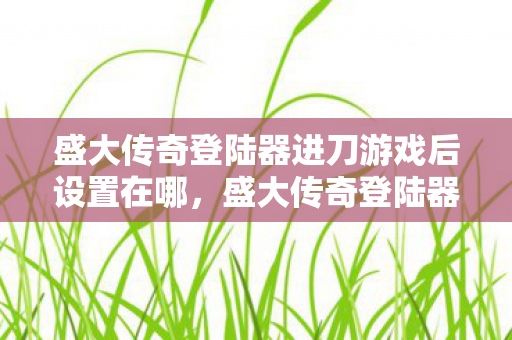 盛大传奇登陆器进刀游戏后设置在哪,盛大传奇登陆器,经典游戏的便捷通道 盛大传奇登陆器进刀游戏后设置在哪,盛大传奇登陆器,经典游戏的便捷通道