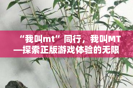 “我叫mt”同行,我叫MT—探索正版游戏体验的无限可能 “我叫mt”同行,我叫MT—探索正版游戏体验的无限可能