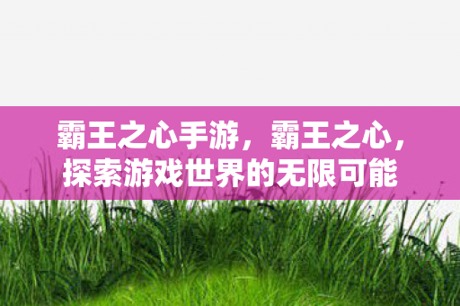 霸王之心手游,霸王之心,探索游戏世界的无限可能 霸王之心手游,霸王之心,探索游戏世界的无限可能