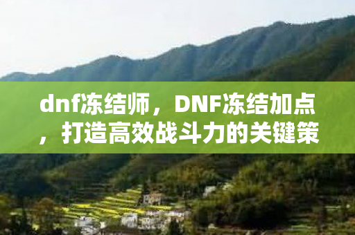 dnf冻结师,DNF冻结加点,打造高效战斗力的关键策略 dnf冻结师,DNF冻结加点,打造高效战斗力的关键策略