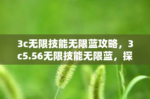 3c无限技能无限蓝攻略,3c5.56无限技能无限蓝,探索游戏世界的无限可能 3c无限技能无限蓝攻略,3c5.56无限技能无限蓝,探索游戏世界的无限可能