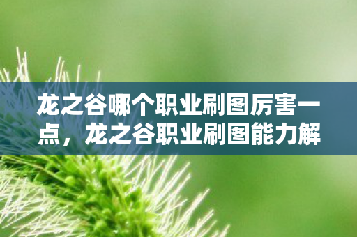 龙之谷哪个职业刷图厉害一点,龙之谷职业刷图能力解析 龙之谷哪个职业刷图厉害一点,龙之谷职业刷图能力解析