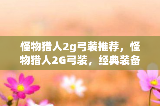 怪物猎人2g弓装推荐，怪物猎人2G弓装，经典装备的传承与革新
