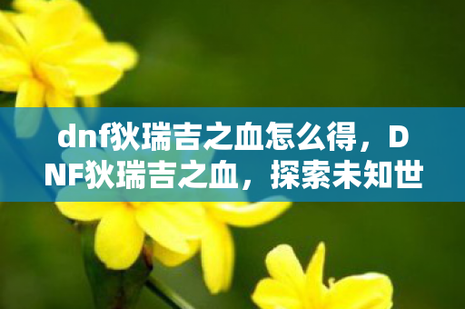 dnf狄瑞吉之血怎么得,DNF狄瑞吉之血,探索未知世界的神秘力量 dnf狄瑞吉之血怎么得,DNF狄瑞吉之血,探索未知世界的神秘力量