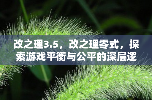 改之理3.5,改之理零式,探索游戏平衡与公平的深层逻辑 改之理3.5,改之理零式,探索游戏平衡与公平的深层逻辑
