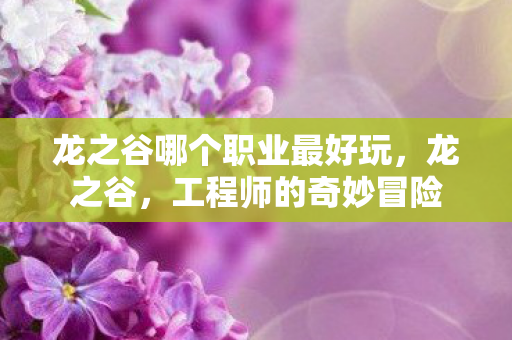 龙之谷哪个职业最好玩，龙之谷，工程师的奇妙冒险