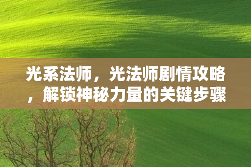 光系法师,光法师剧情攻略,解锁神秘力量的关键步骤 光系法师,光法师剧情攻略,解锁神秘力量的关键步骤
