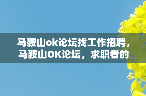 马鞍山ok论坛找工作招聘，马鞍山OK论坛，求职者的新选择