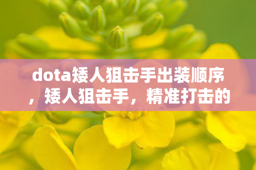 dota矮人狙击手出装顺序，矮人狙击手，精准打击的出装策略