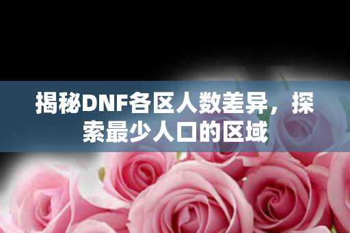 揭秘DNF各区人数差异,探索最少人口的区域 揭秘DNF各区人数差异,探索最少人口的区域