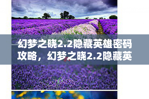幻梦之晓2.2隐藏英雄密码攻略,幻梦之晓2.2隐藏英雄密码揭秘,解锁传奇之旅的密钥 幻梦之晓2.2隐藏英雄密码攻略,幻梦之晓2.2隐藏英雄密码揭秘,解锁传奇之旅的密钥